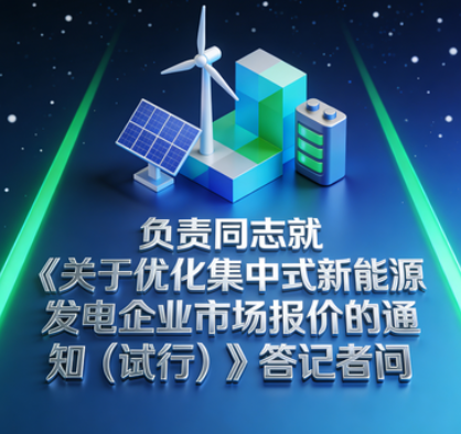 国家能源局有关负责同志就《关于优化集中式新能源发电企业市场报价的通知（试行）》答记者问