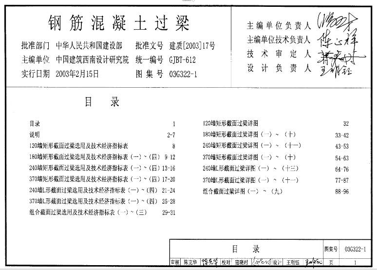 03G322-1图集--钢筋混凝土过梁