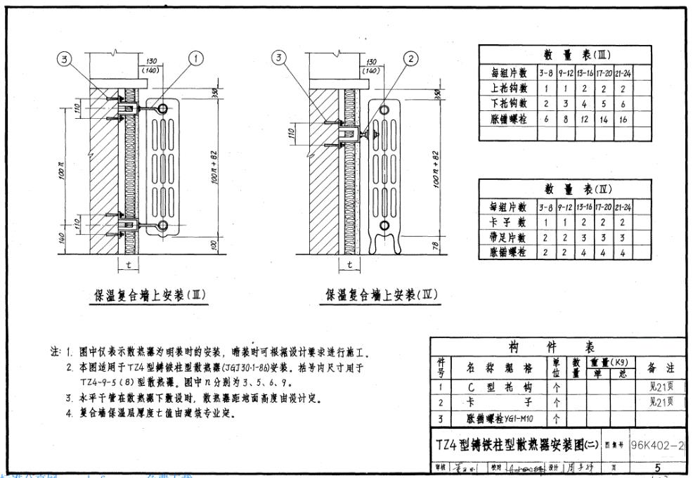 96K402-2散热器及管道安装图
